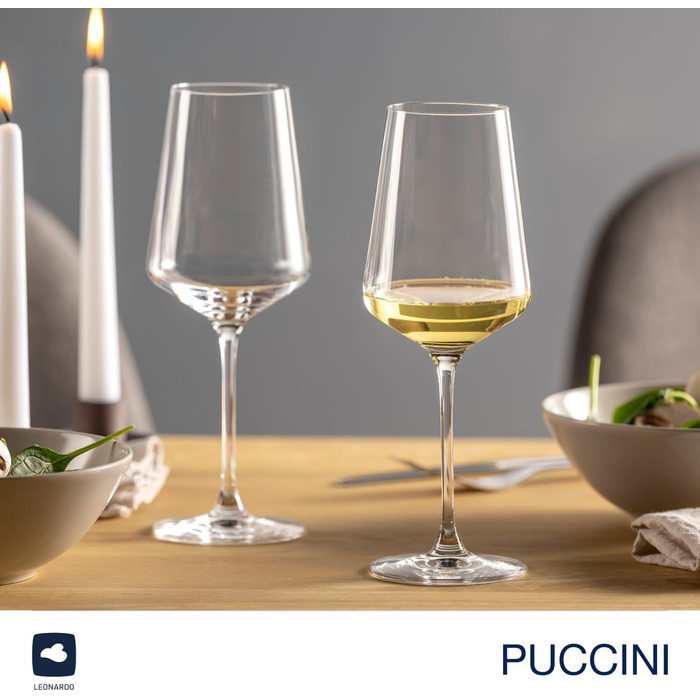Набір келихів для вина LEONARDO HOME PUCCINI (6 шт), 400 мл, ударостійкі, для білого вина, з серветкою, можна мити в посудомийній машині