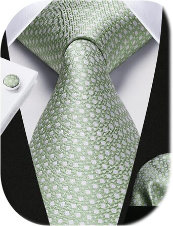 Комплект краватка, хустинка та запонки Hisdern Salbei Grün для чоловіків на весілля