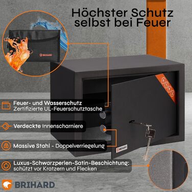 Сейф для бізнесу Brihard Business XL Tresor з ключовим замком, 50x35x36 см, сірий Titan, сімейна версія (25x35x25 см)