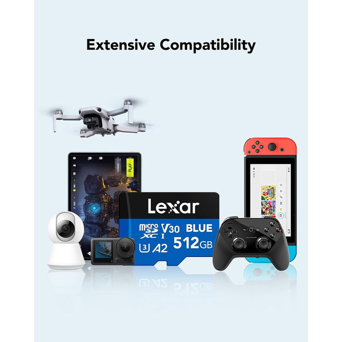 Карта пам'яті Lexar Blue MicroSDXC UHS-I 256GB, швидкість до 160 МБ/с (набір 2 шт, разом 512ГБ)