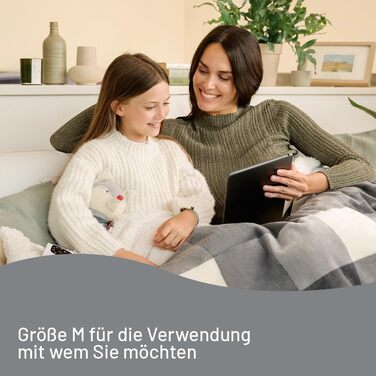 Електрична ковдра Imetec Adapto Tartan Festival, 160x120 см, тепла та затишна, 6 температур, миттєвий нагрів, безпечна, з технологією Adapto, сірий візерунок в клітинку