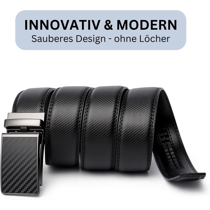 Чоловічий шкіряний ремінь Frentree з автоматичною пряжкою, 35 мм, без отворів, регульований (125 см, обхват талії 91-106 см)