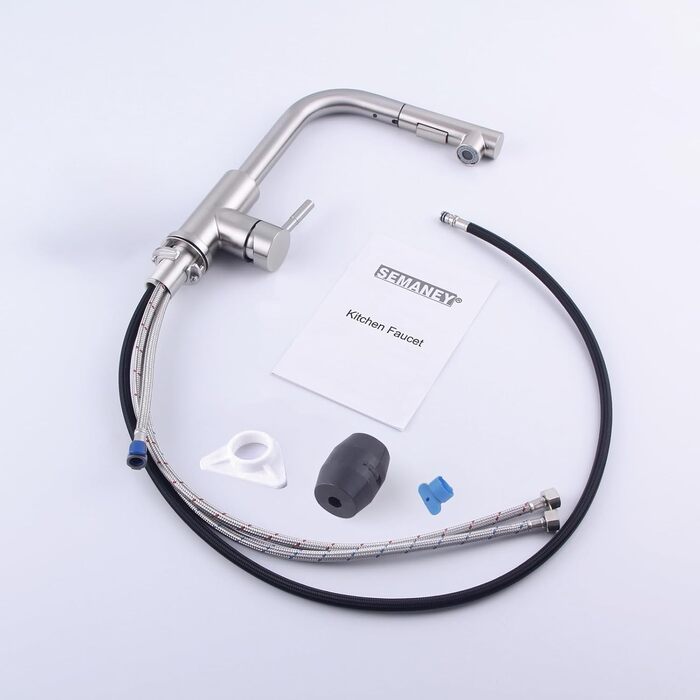 Висувний кран для кухні SEMANEY з двома режимами, поворотний на 360°, з донним виливом, однорегуляторний, матовий (для кухні)