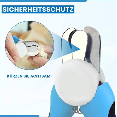 Професійні ножиці для обрізання кігтів собак, котів та дрібних тварин з нержавіючої сталі, з функцією зупинки, інтегрованим напильником та неслизькою ручкою. Підходять для початківців. Колір: блакитний