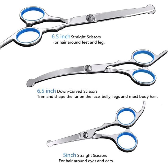 Професійна ножиця для грумінгу собак та котів, 6.5 дюймів, блакитна