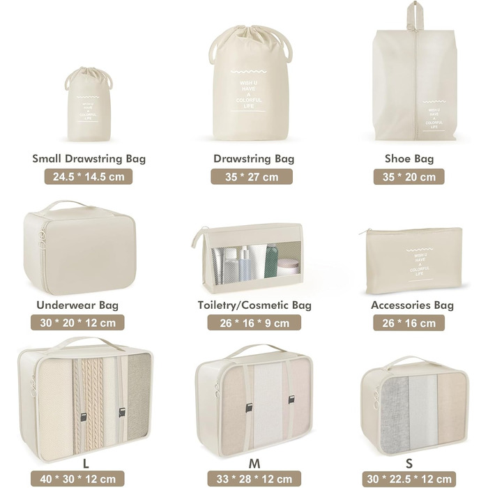 Органайзери для валізи OBSGUMU, набір 9 шт. - Packing Cubes для подорожей, косметичка, набір для подорожей