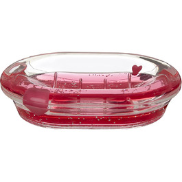 Миска для мила Premier Housewares з акрилу, з плаваючими сердечками, прозора/червона, 10 x 14 x 3 см