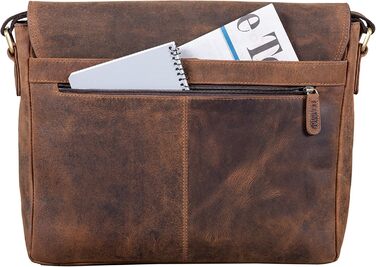 Сумка-месенджер LEABAGS Oxford з натуральної шкіри 15 дюймів для ноутбука (38x31x10 см) – чоловіча/жіноча, вінтажний темно-коричневий колір