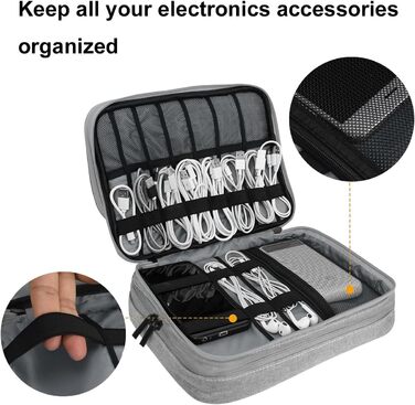 Органайзер для аксесуарів Gocokia: велика місткість, для кабелів, iPad, жорстких дисків, з передньою кишенею