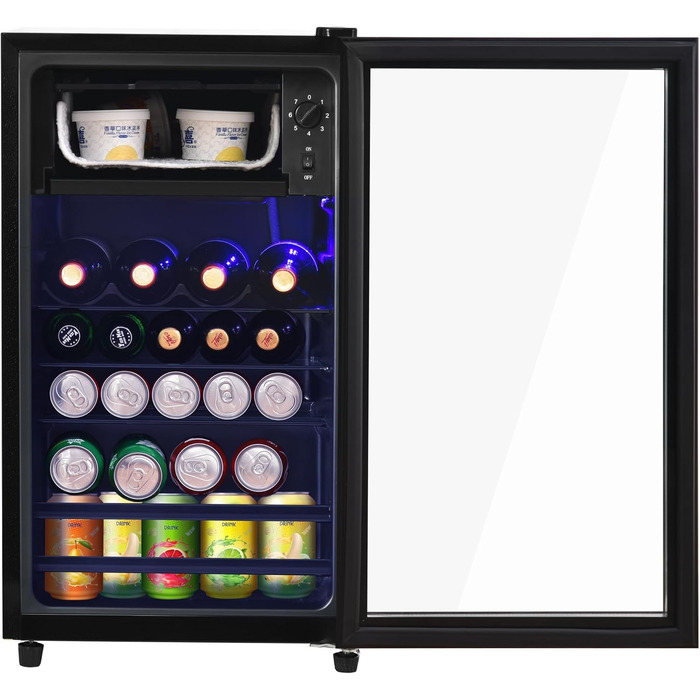 Міні-холодильник 76L з морозильною камерою, чорний, для напоїв та продуктів