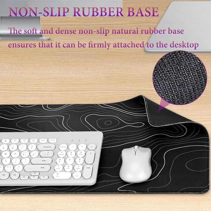 Килимок для миші HAUTOCO Gaming XXL 800x300 мм, чорний, топографічний, антиковзаючий