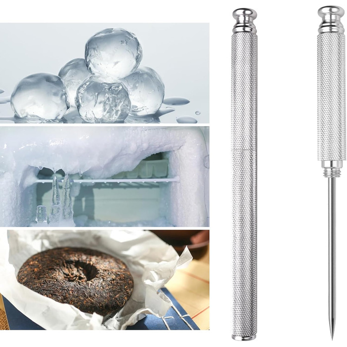 Aluminum alloy ice pick, stainless steel handle, knife with safety cover, ice tool, kitchen tool for restaurant, bar, home (silver)