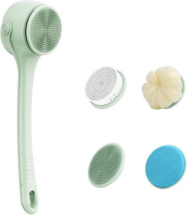 Multifunctional Electric Bath Brush, Shower Brush, Double Handle, 4 Interchangeable Heads for Cleaning
