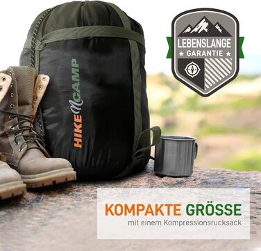 Спальний мішок SereneLife для кемпінгу - теплий, водонепроникний, для зимового відпочинку, температурний режим -15°C до +12°C, з компресійним мішком та подушкою