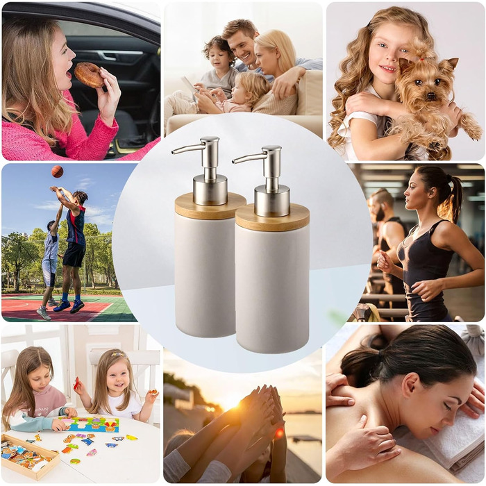 Дозатор для мила з кераміки, 500 мл, з металевим насосом, 2 шт. (сірий)