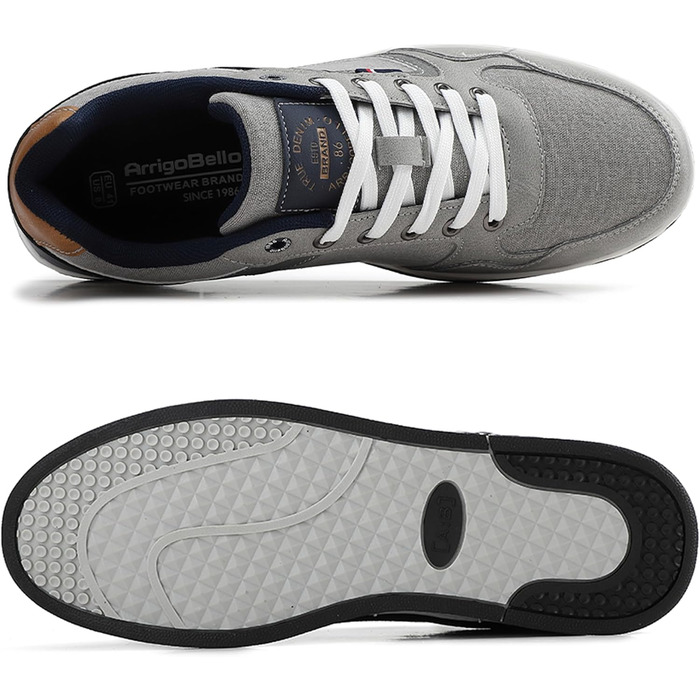 ARRIGO BELLO Кросівки для чоловіків: стильні та зручні для прогулянок та спорту. Матеріал: штучна шкіра PU. Розміри 41-46. Сірий колір (Grau004).