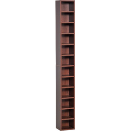 Стелаж HOMCOM для зберігання CD та DVD, 12 секцій, до 204 дисків, 21x20x175 см, коричневий
