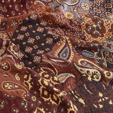 Плед Boho Softexly з 100% бавовни – двосторонній мусліновий плед 150x200 см, м'який плед на диван та ковдра на ліжко, естетичний дизайн, ідеально для вітальні та спальні, помаранчево/блакитний (150 x 200 см, візерунок Пайслі)