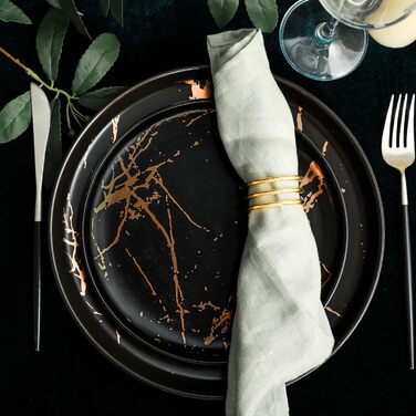 Набір посуду Stone Lain Tafelservice з порцеляни, 16 предметів (4 персони), чорний/золотий