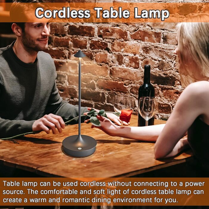 Світлодіодний настільний світильник Leomix акумуляторний, димуючий, водонепроникний IP54 (2 шт, сірий) для ресторану, бару, саду, балкону