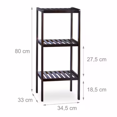 Relaxdays Bamboo Bathroom Shelf with 3 Shelves