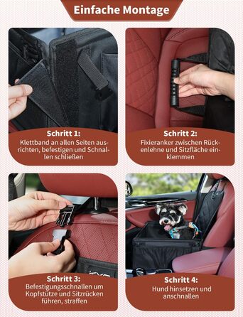 Автокрісло для собак KYG - стабільне, водовідштовхувальне, неслизьке та стійке до подряпин, для маленьких собак, для переднього та заднього сидіння (Чорний) 6696