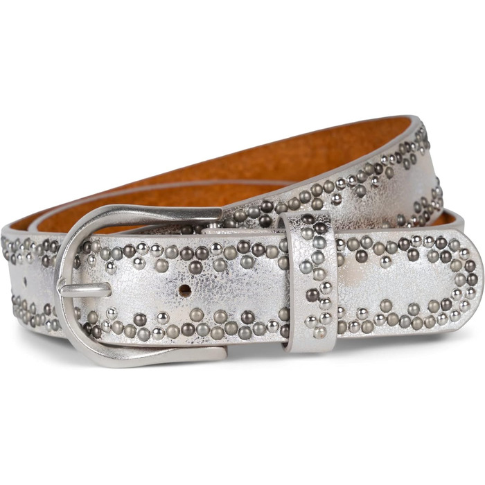 Пряжка StyleBREAKER з кольоровими заклепками, ремінь з екошкіри, унісекс, регульований, срібний