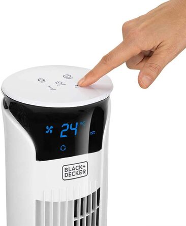 Турбовентилятор BLACK+DECKER BXEFT47E: 45W, 3 швидкості, таймер 12h, висота 81 см, білий, з пультом ДУ