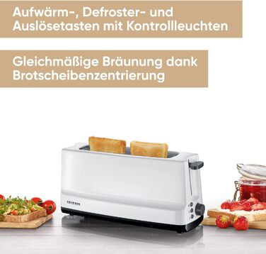 Тостер Severin AT 2232 з підставою для бургерів, 800 Вт, білий/сірий, 2 тости