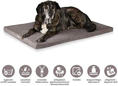 Ортопедична подушка для собак ONVAYA® з Memory Foam | Сіра | Розмір S | 112 x 74 x 5 см | Матрац для собак, лежанка, подушка