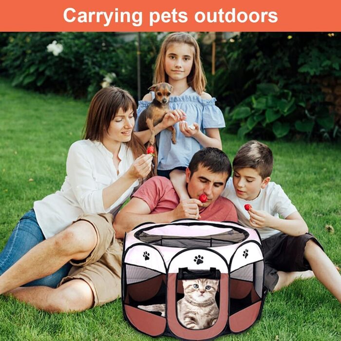 Клітка-забіг для собак LUFEIS, складана, водонепроникна, для дому та вулиці, підходить для собак, котів, дрібних тварин (колір: коричневий)