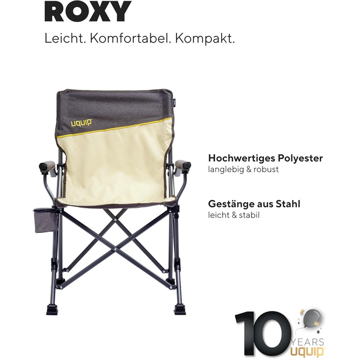 Кемпінговий стілець Uquip Roxy Petrol I Складаний стілець для відпочинку на природі, риболовлі, кемпінгу та фестивалів (120 кг, сталь, поліестер)