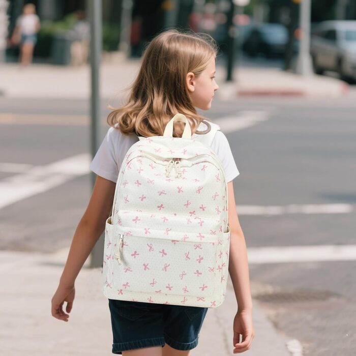 Шкільний рюкзак LEDAOU для хлопчиків та дівчаток-підлітків, білий з ромашками, чорний, рюкзак з рожевими метеликами