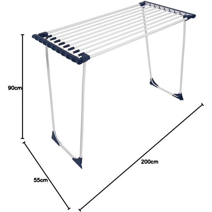 BigDean Telescopic Clothes Airer for Bedding 20m - Extendable - Without Obstructing Crossbar - Wing Clothes Dryer Rack XXL with Wheels