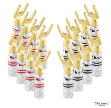 Позолочені бананові роз'єми Nakamichi 24K для акустичних кабелів 12-18 AWG, 4 мм для підсилювачів, Hi-Fi ресиверів та домашніх кінотеатрів, 4 шт (2 пари)