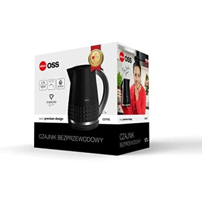 Електричний чайник Eldom C270C | 1.7 л, чорний, ретро дизайн | Чайник для чаю з індикатором рівня води