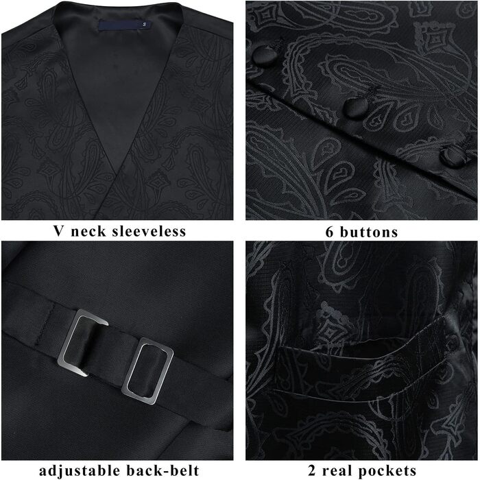 Костюм-тріо Enlision: жилет, краватка та нагрудна хустка з квітковим візерунком палецький жаккард, золотий, розмір L