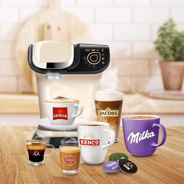Кавомашина Tassimo My Way 2 TAS6502 з фільтром для води, понад 70 напоїв, персоналізація, великий вибір кави, проста у використанні, 1500 Вт (кремовий, з фільтром, single)