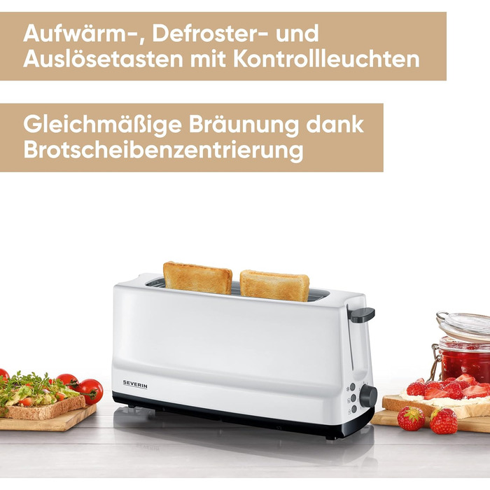 Тостер Severin AT 2232 з підставою для бургерів, 800 Вт, білий/сірий, 2 тости