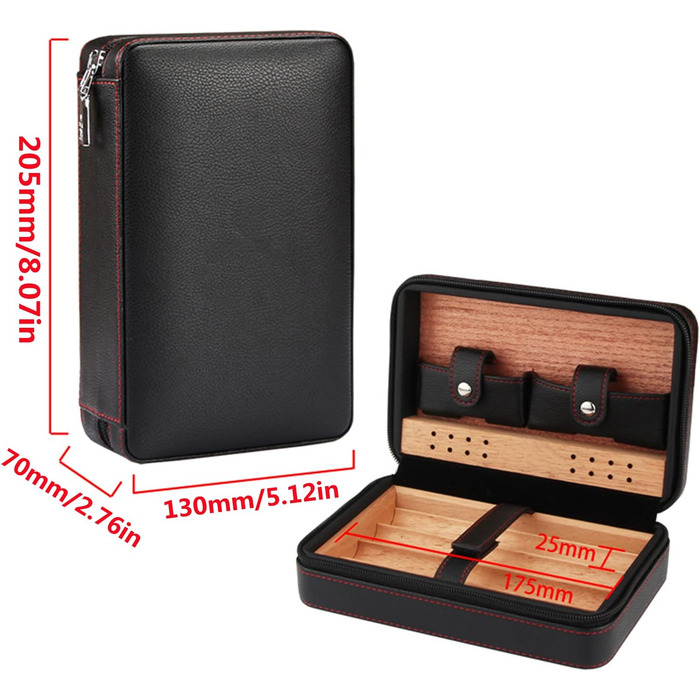Ручний виготовлений Humidor для сигар, переносна шкіряна сигарниця з кедру, набір для сигар для подорожей та коротких поїздок, сигарниця з кедра на 4 сигари, аксесуари для сигар