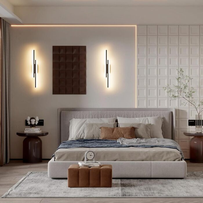 LED настінний світильник Klighten 40см, 12W, 850LM, тепле світло 3000K, чорний, для спальні, вітальні, коридору, сходи