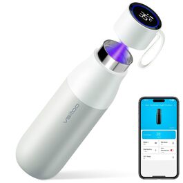 Розумна пляшка-термос VSITOO Mini-Smart 425 мл з самоочищенням, сенсорним екраном та додатком, біла. Ідеальна для подорожей, фітнесу та офісу