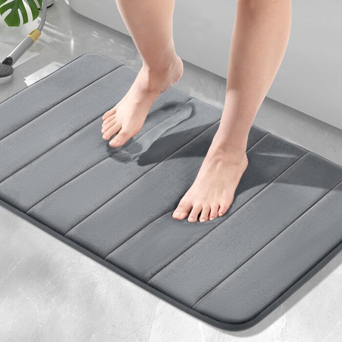 Килимок для ванної кімнати HITSLAM з ефектом пам'яті (Memory Foam), протиковзкий, 50 x 80 см, темно-сірий