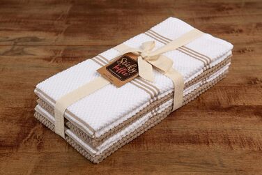 Sticky Toffee Dishcloths made of 100% cotton, terry cloth, 4 pieces, kitchen towels, 40.6 x 71 cm, light brown, soft, absorbent, for restaurant, bar, glass, kitchen towels