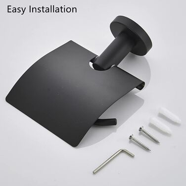 CASEWIND Toilet Paper Holder Black, Toilet Roll Holder with Lid, Antique Toilet Paper Holder with Drill Wall Mount Stainless Steel Matte for WC Nostalgia