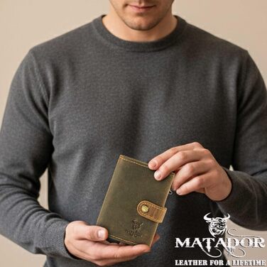 Гаманець Matador Slim Miami RFID Hunter Braun - шкіряний міні-портмоне з RFID-захистом та відділенням для монет