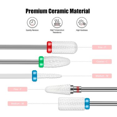 Набір свердел для нігтів Depvko 13 шт. (вольфрам карбід, кераміка, діамант) для манікюру та педикюру