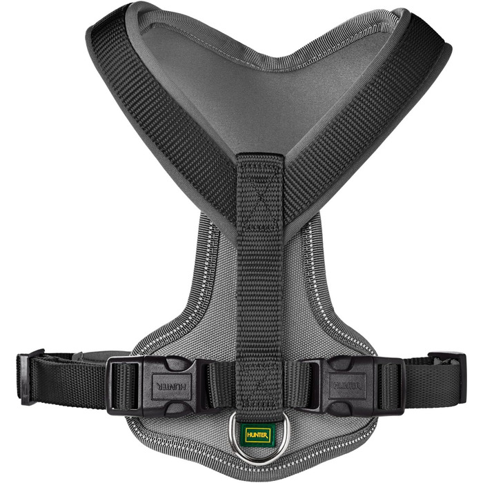 Нашийник для собак HUNTER Neopren, M/1 (L-XL), чорний/сірий, з 3M Scotchlite, нейлон, комфортний