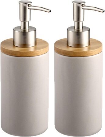 Дозатор для мила з кераміки, 500 мл, з металевим насосом, 2 шт. (сірий)