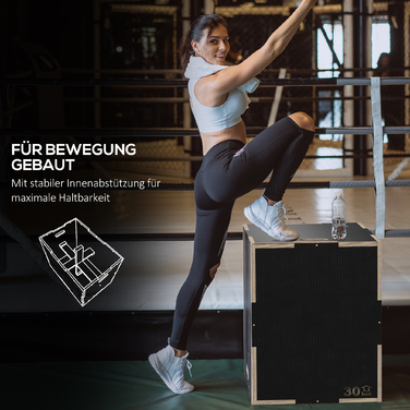 Спортивний бокс Sprungbox 3 в 1: Пліометрична платформа для дому та залу, з ручкою, чорний